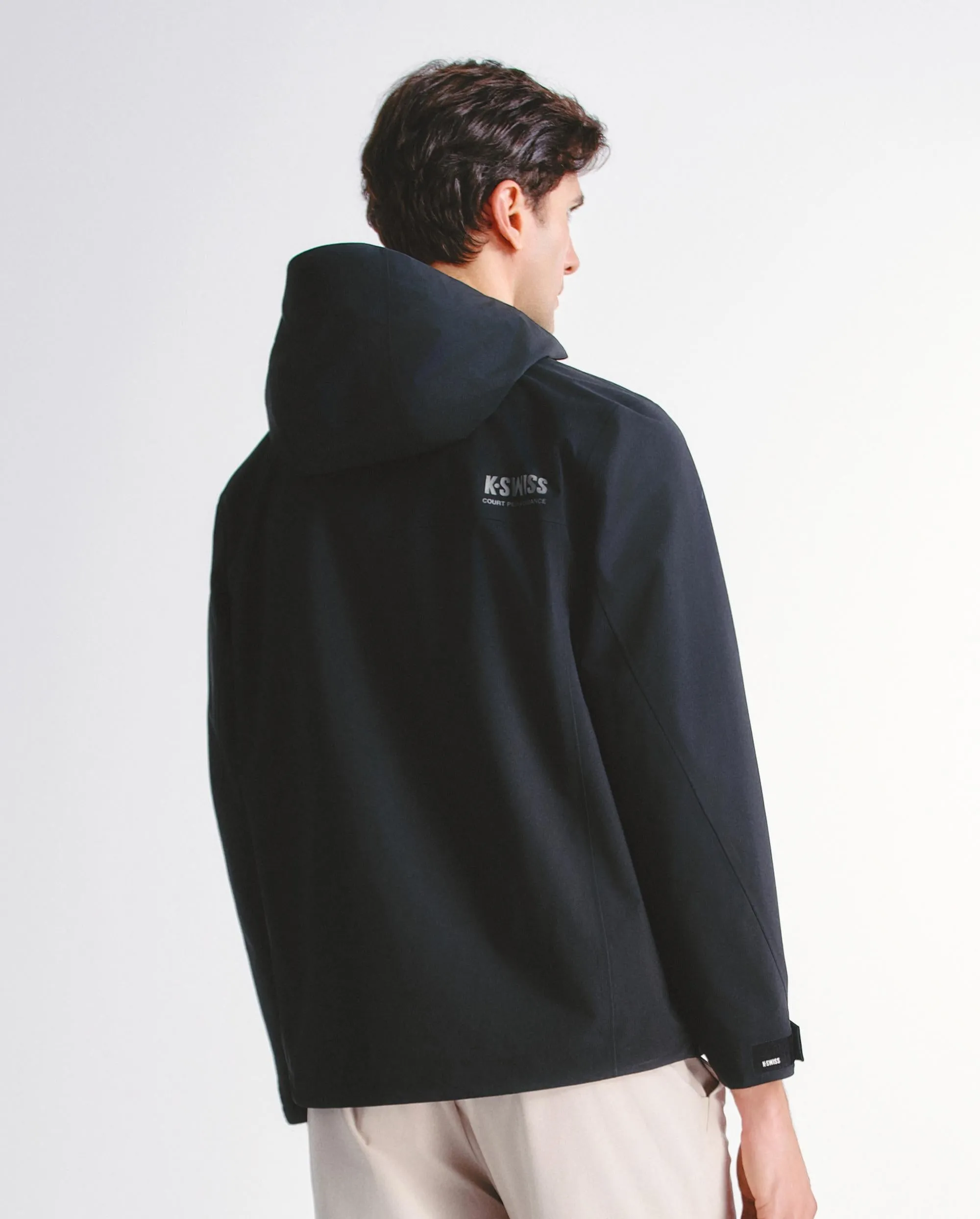 1011485-008 | MEN'S K-SWISS LOGO WATER-REPELLENT HOODED JACKET | BLACK