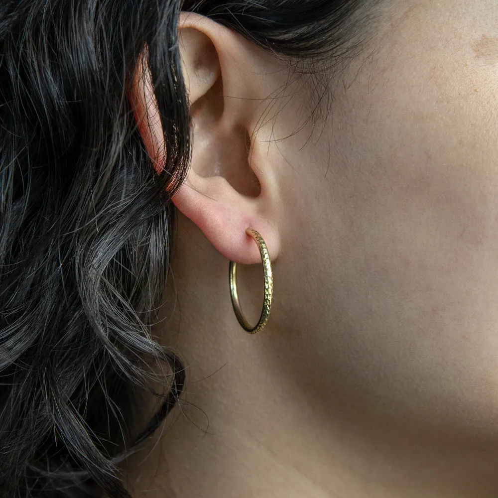 9ct Silverfilled Yellow Gold Diamond Cut 20mm Sleeper Earrings