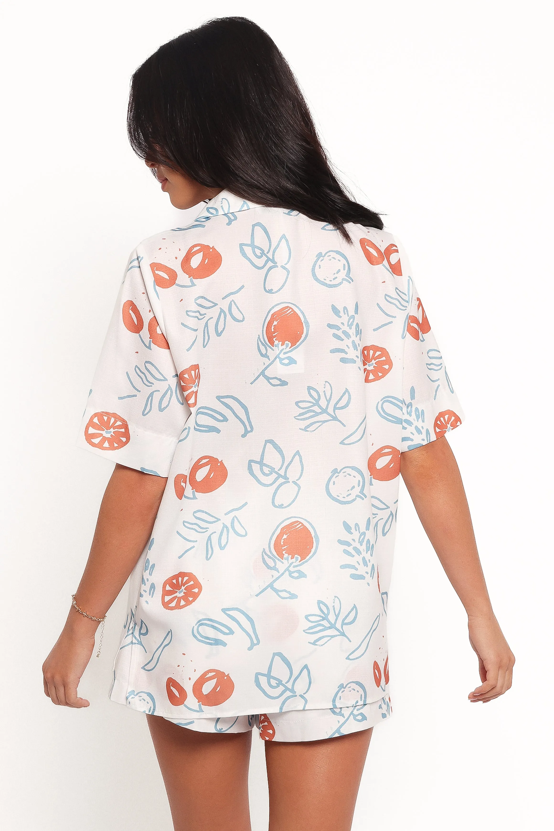 Aaliyah Tie Front Top - Blue Cream