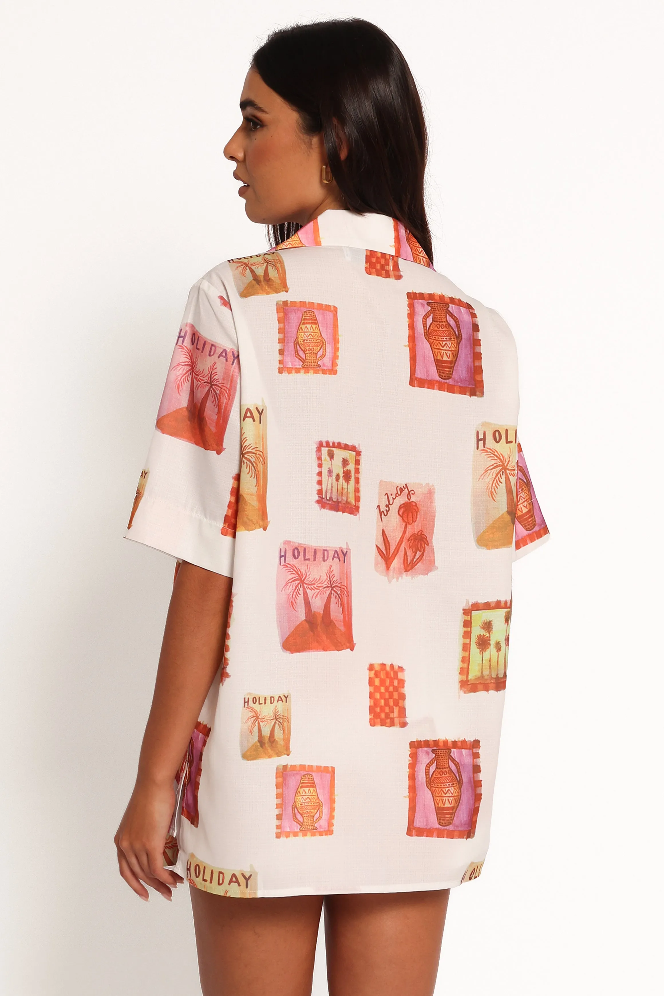 Aaliyah Tie Front Top - White Multi