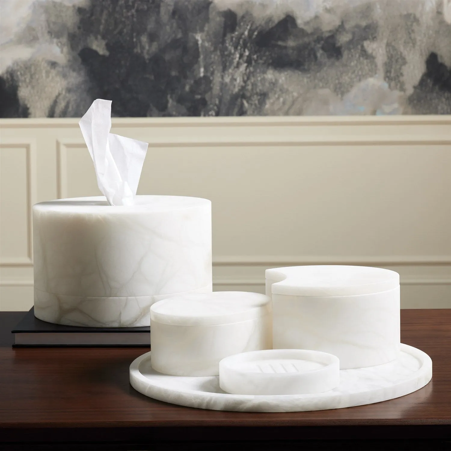 Alabaster Oval Tissue Box