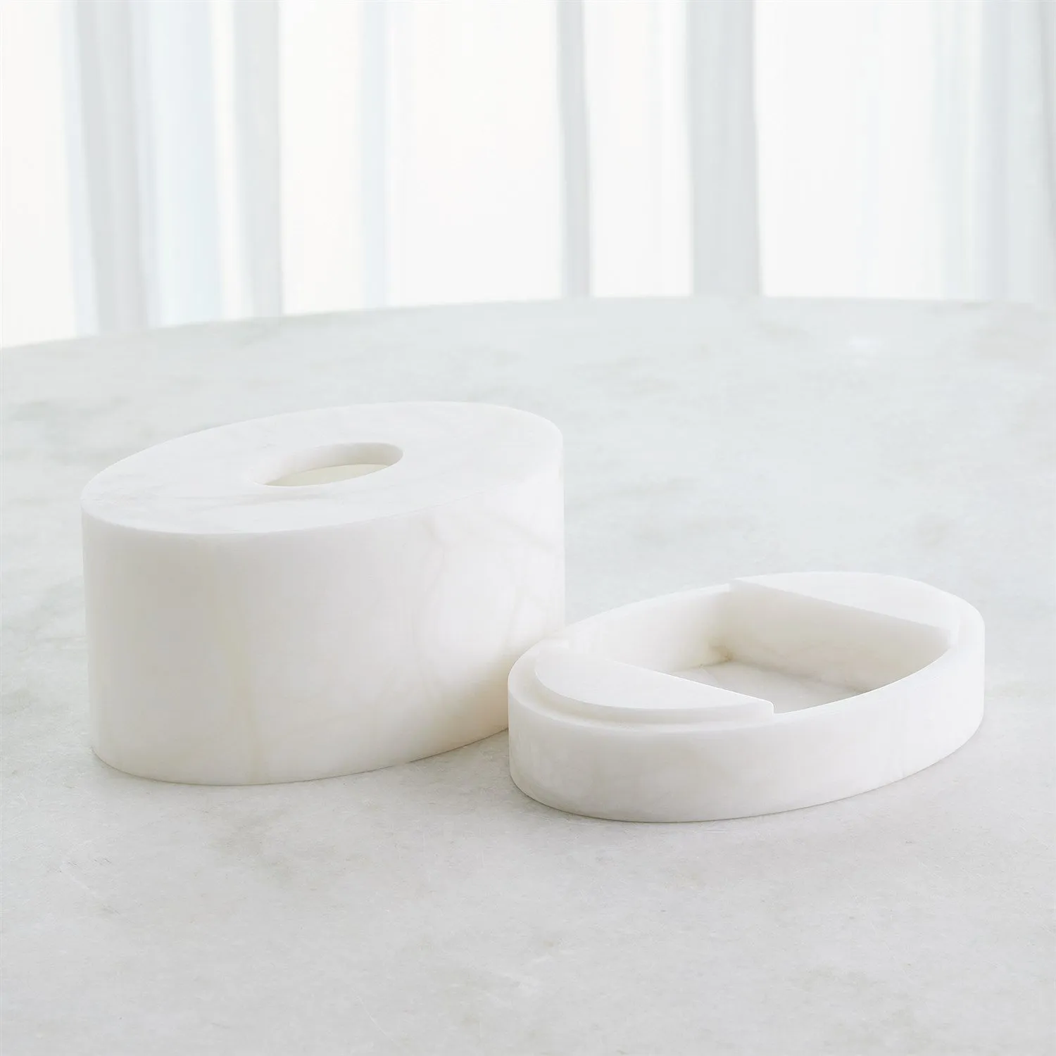 Alabaster Oval Tissue Box