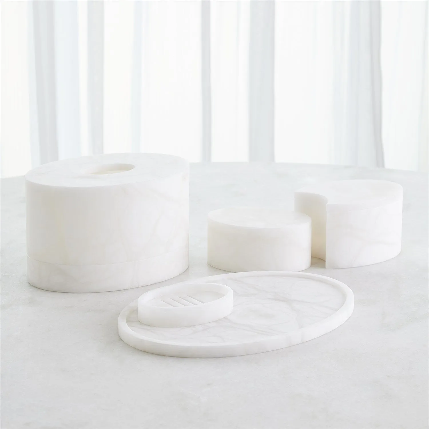 Alabaster Oval Tissue Box