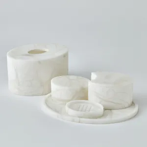 Alabaster Oval Tissue Box