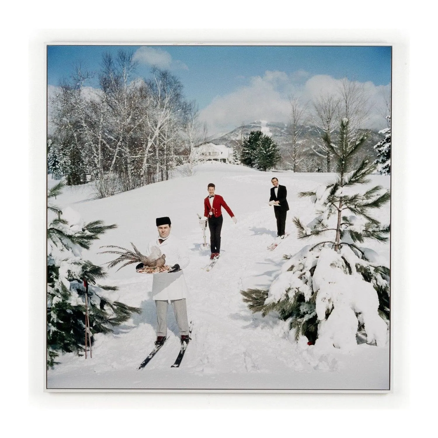 Alpine Waiters by Slim Aarons - White Maple Floater