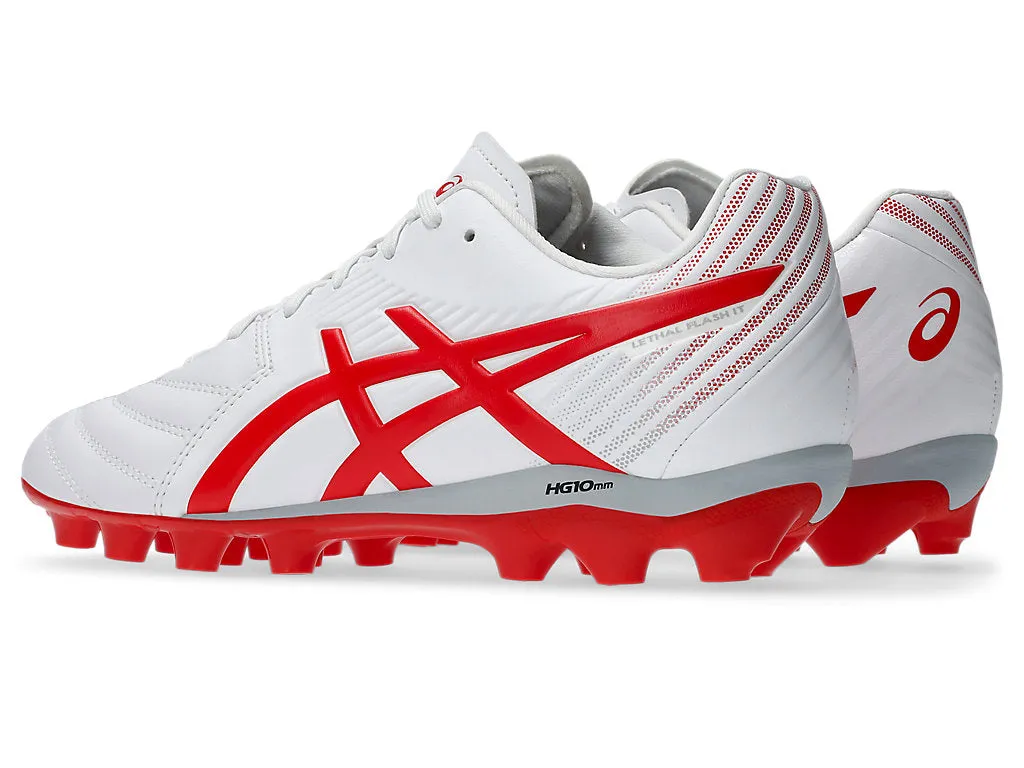 ASICS KID'S LETHAL FLASH IT 3 GS WHITE/RED FOOTBALL BOOTS