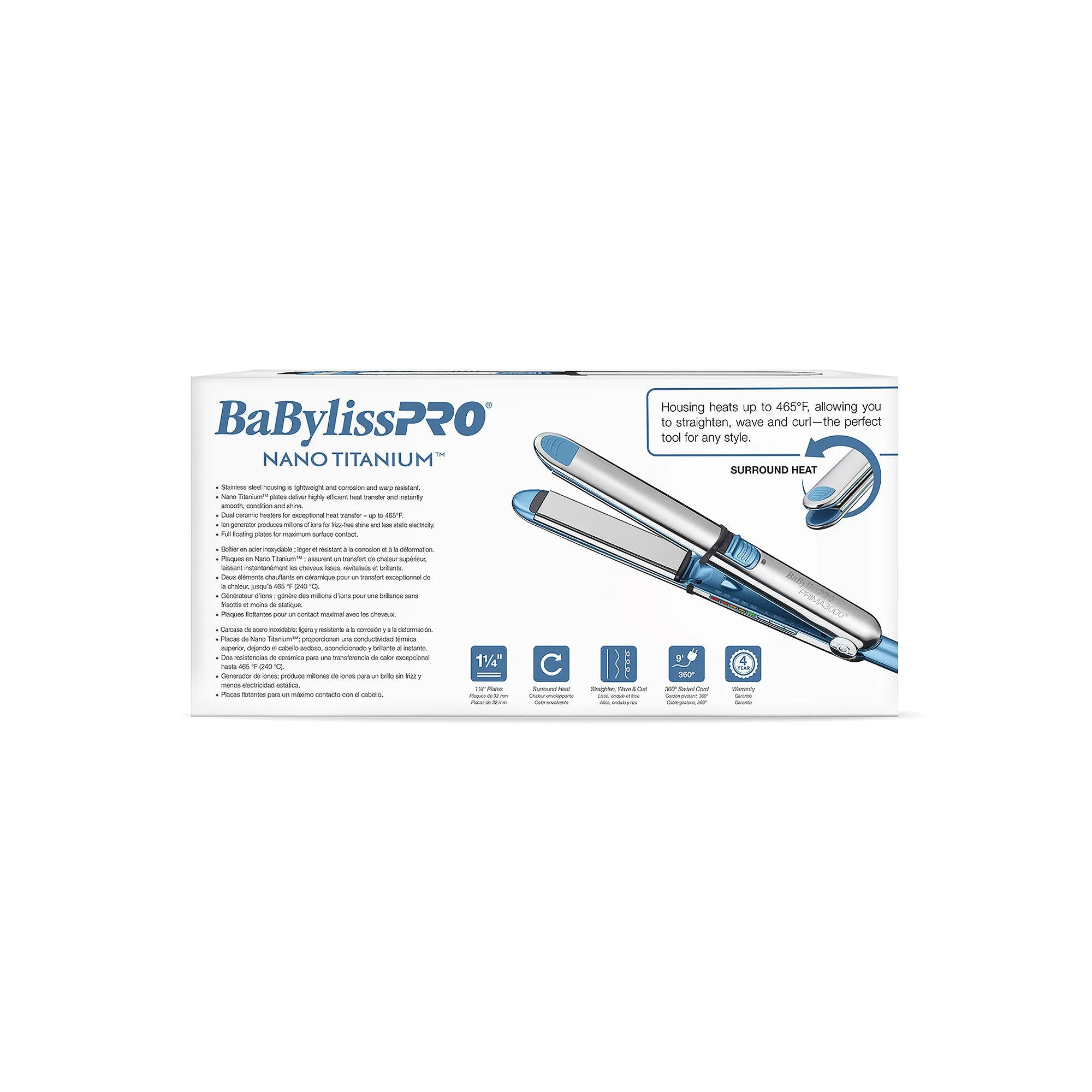 BaBylissPRO BABSS3000T Nano Titanium Prima3000 1-1/4" Ionic Straightener