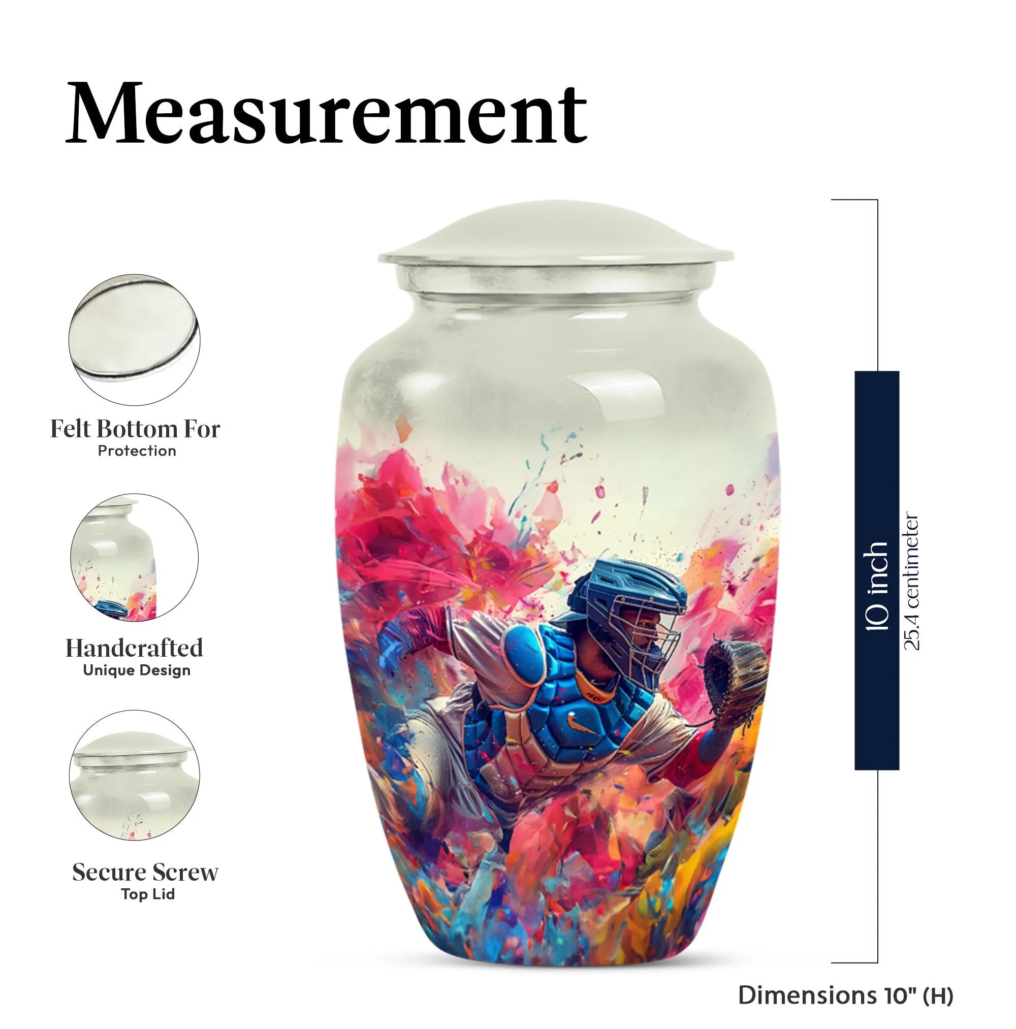 Baseball-Themed Memorial Funeral Urn for Ashes