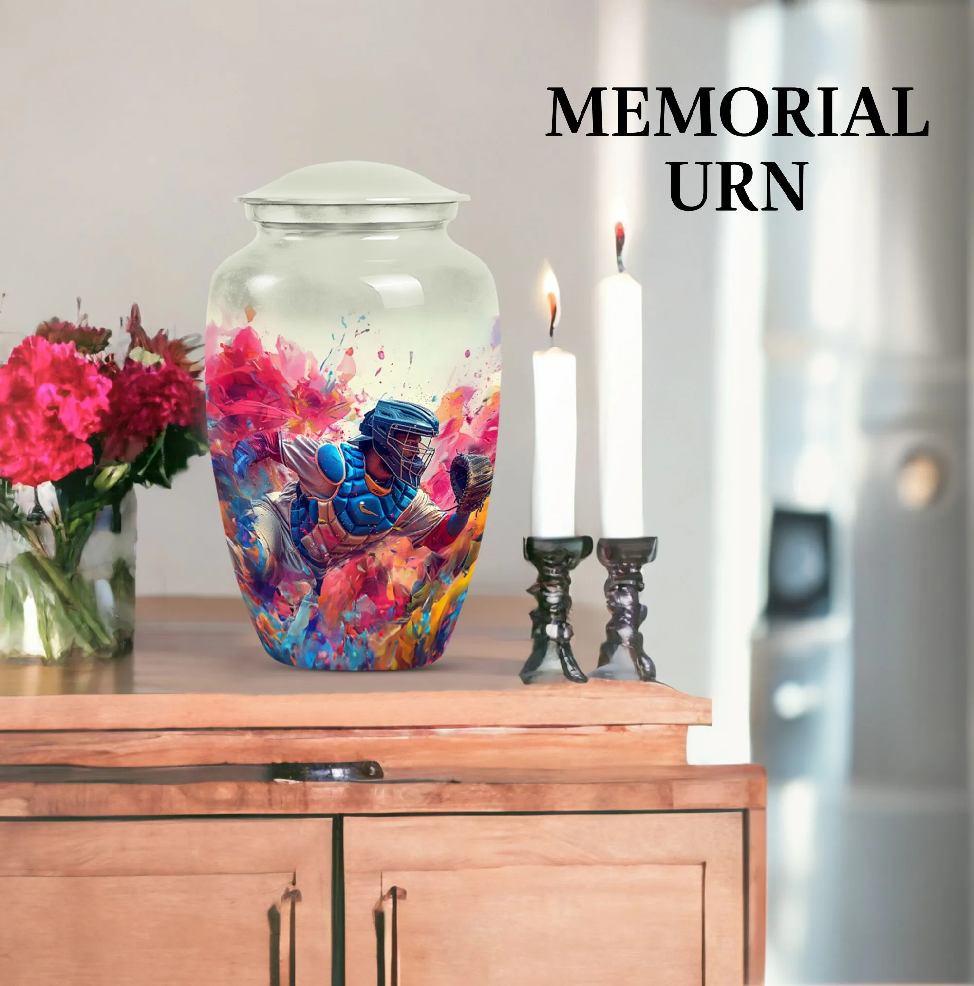 Baseball-Themed Memorial Funeral Urn for Ashes