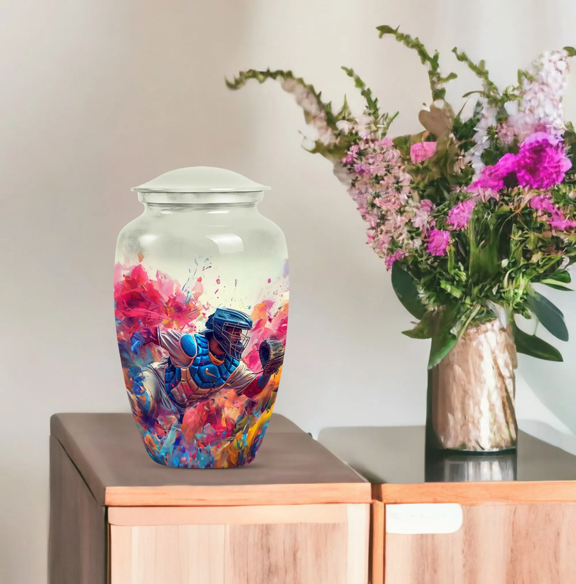 Baseball-Themed Memorial Funeral Urn for Ashes