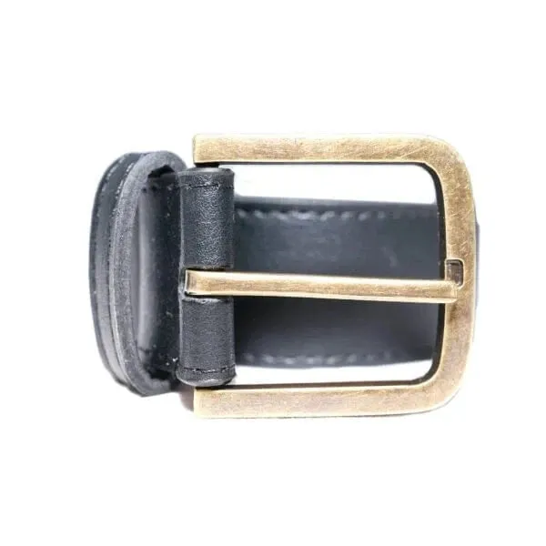 Bo Brass Buckle Vegan Leather Belt | Black