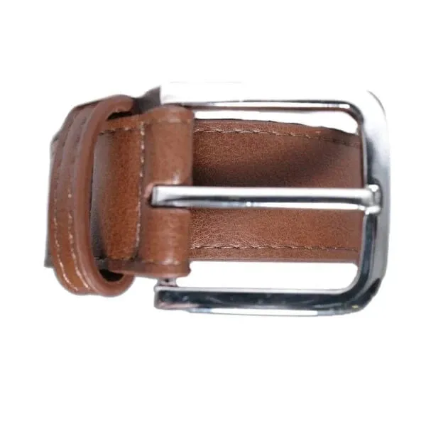 Bo Silver Buckle Vegan Belt | Chestnut