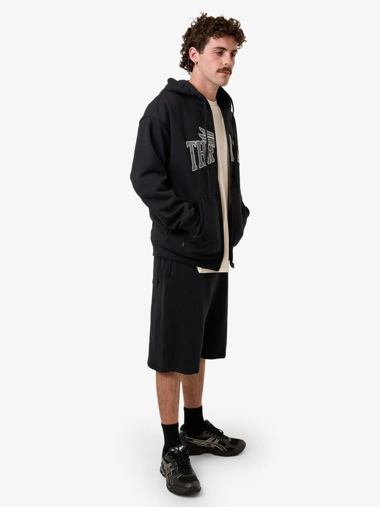 Born To Fly Zip Hood Fleece - Washed Black