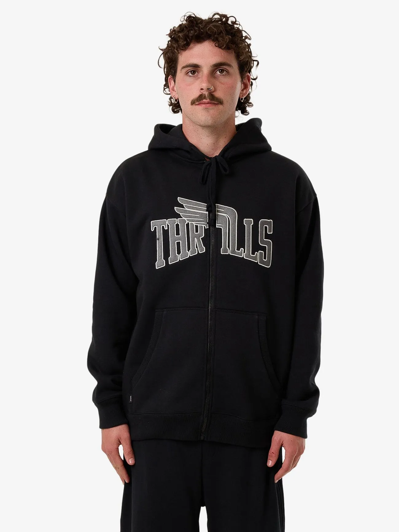 Born To Fly Zip Hood Fleece - Washed Black