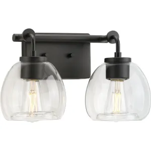 Caisson Collection Two-Light Clear Glass Bath Vanity Light