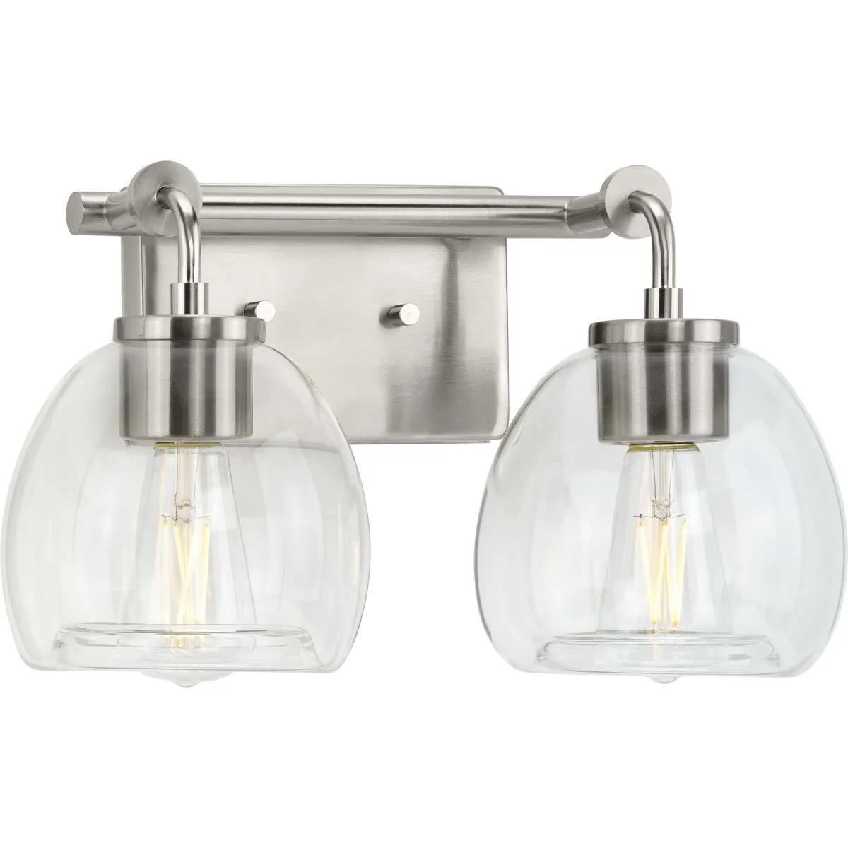 Caisson Collection Two-Light Clear Glass Bath Vanity Light