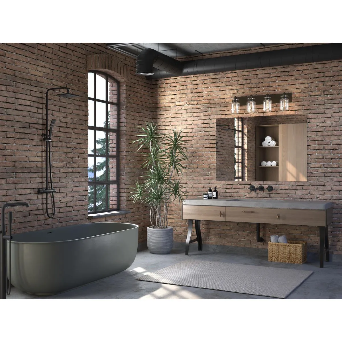 Calhoun Collection Four-Light Clear Glass Bath Vanity Light