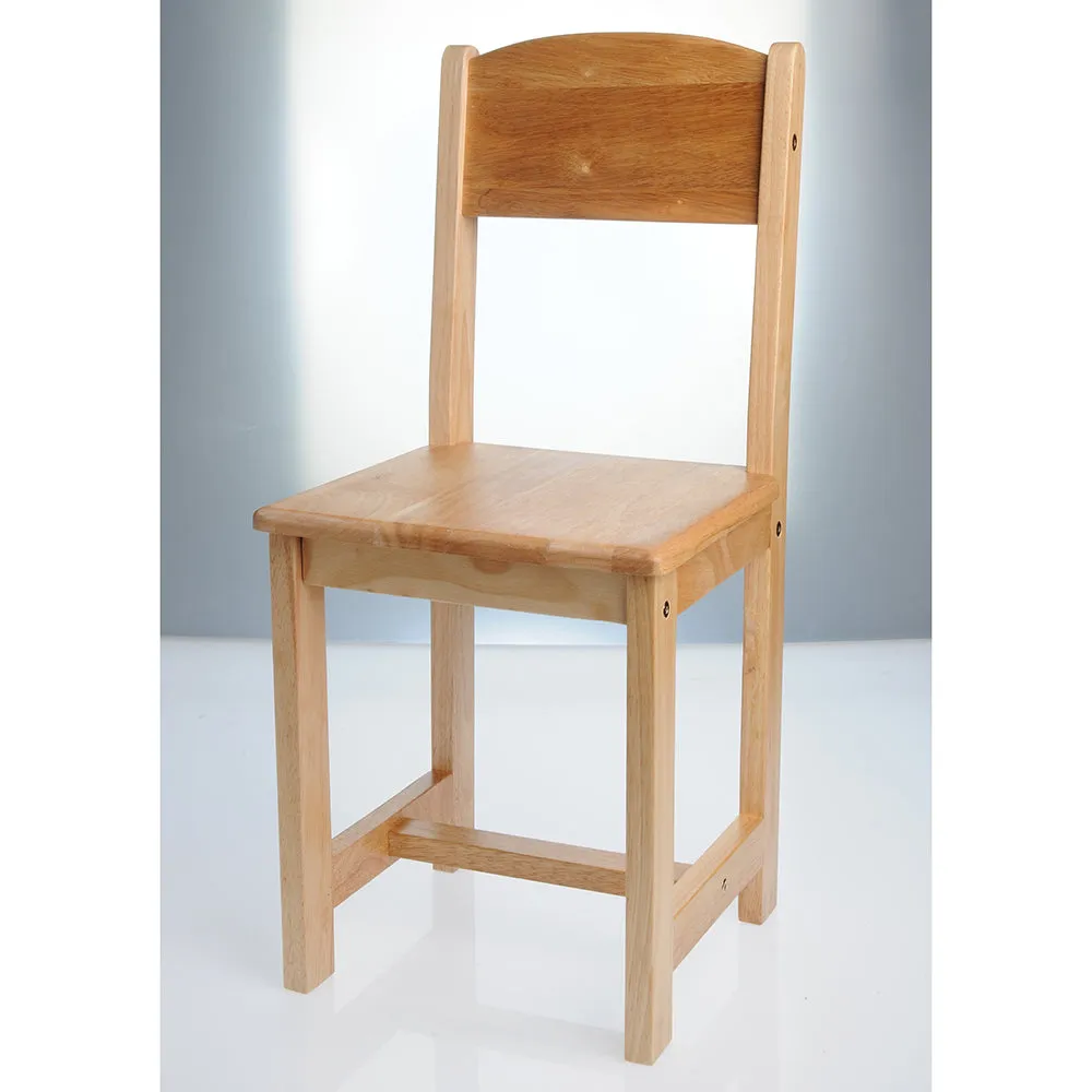 Child-Sized 14" Classic Wood Chair | Durable Rubberwood, Supportive Design for Classrooms