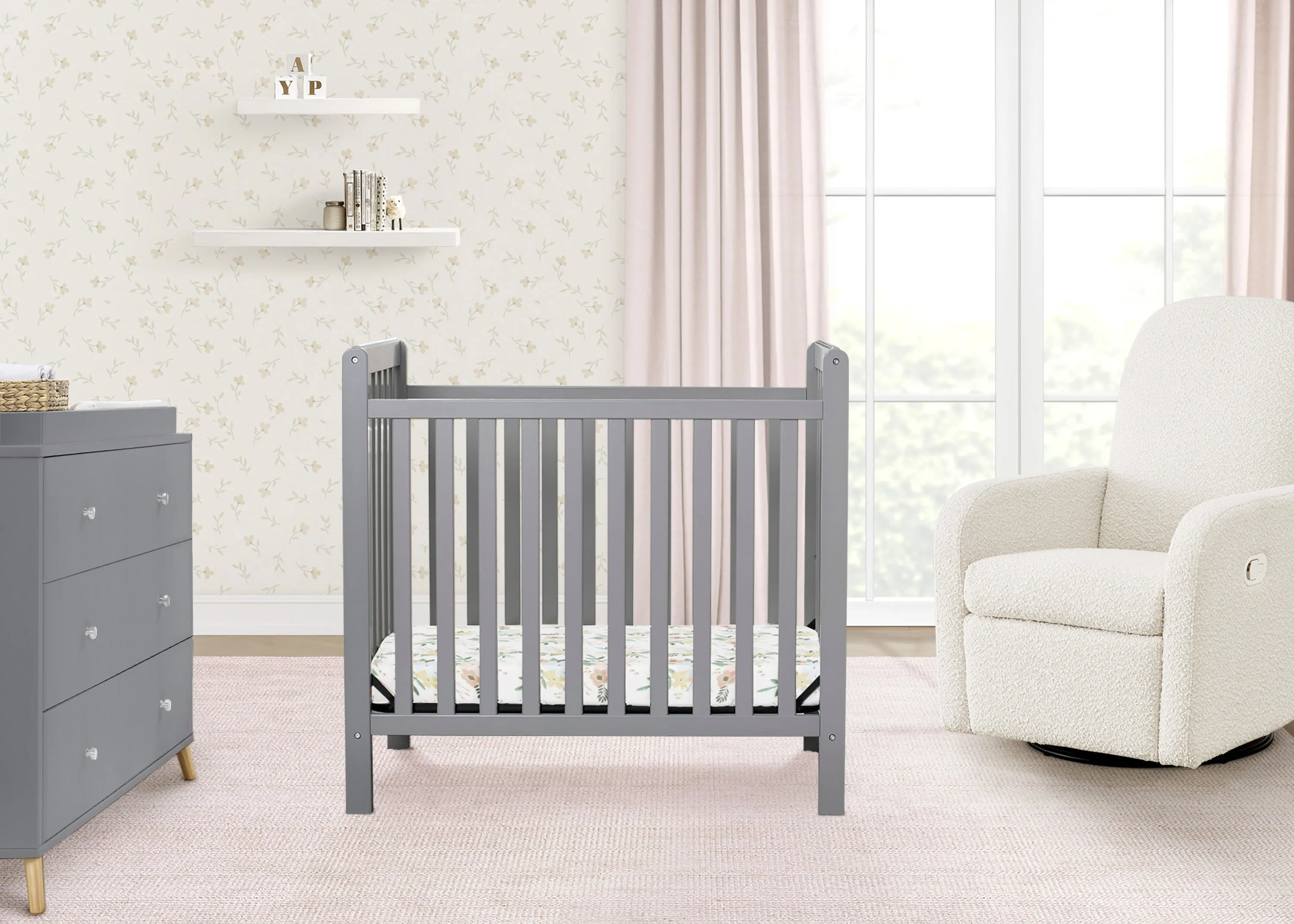 Classic Mini Crib with 2.75-inch Mattress - Convertible to Twin Bed