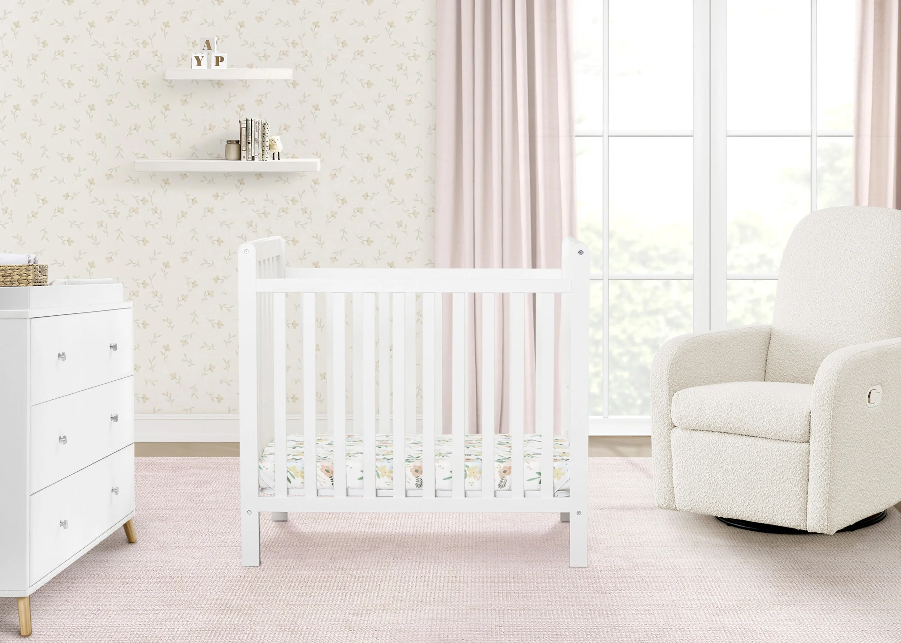 Classic Mini Crib with 2.75-inch Mattress - Convertible to Twin Bed