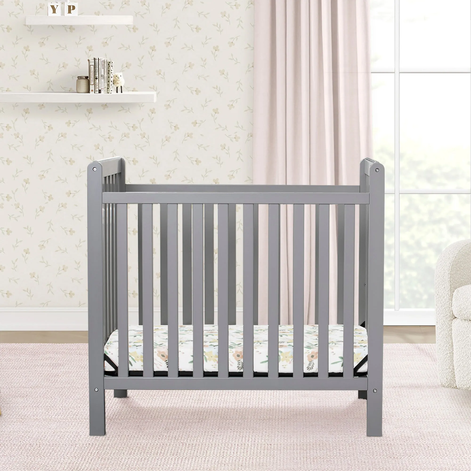Classic Mini Crib with 2.75-inch Mattress - Convertible to Twin Bed