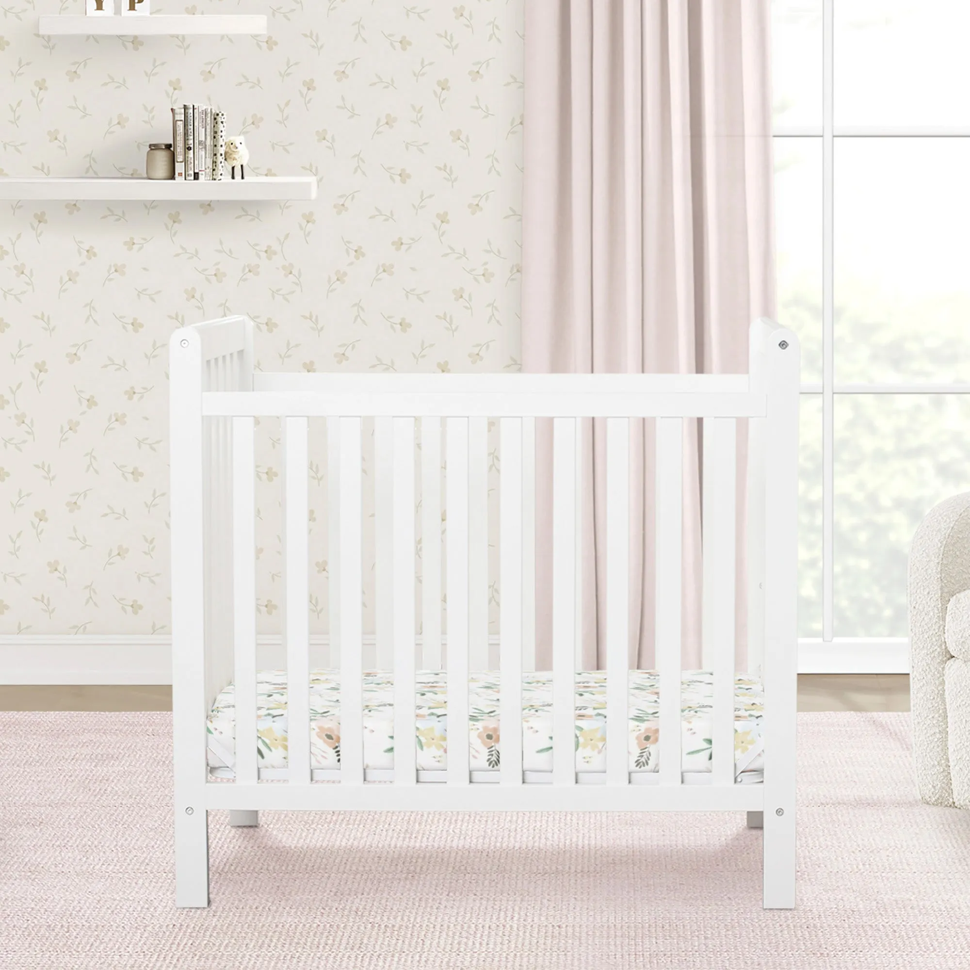 Classic Mini Crib with 2.75-inch Mattress - Convertible to Twin Bed