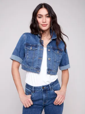 Cropped Denim Jacket - Medium Blue
