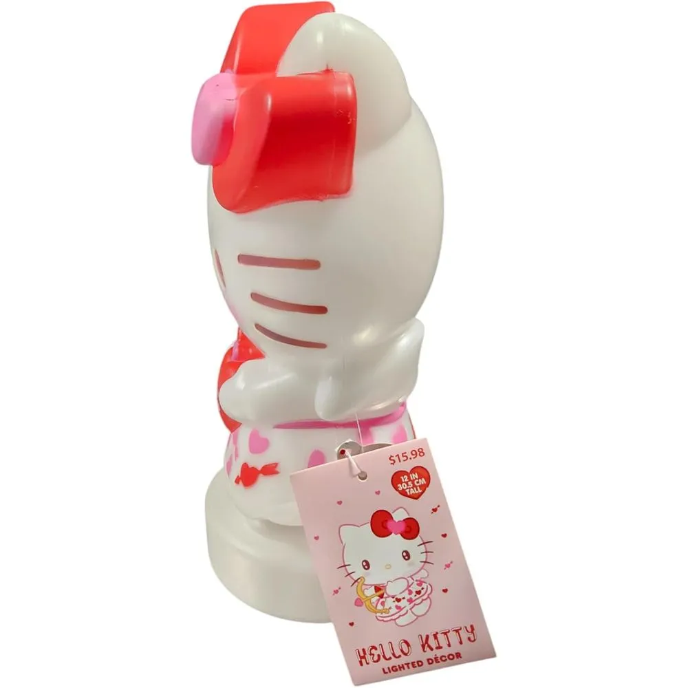 Gemmy SIL-34342 Hello Kitty Valentines Day White Blow Mold Tabletop Decor with Heart, 12 inches