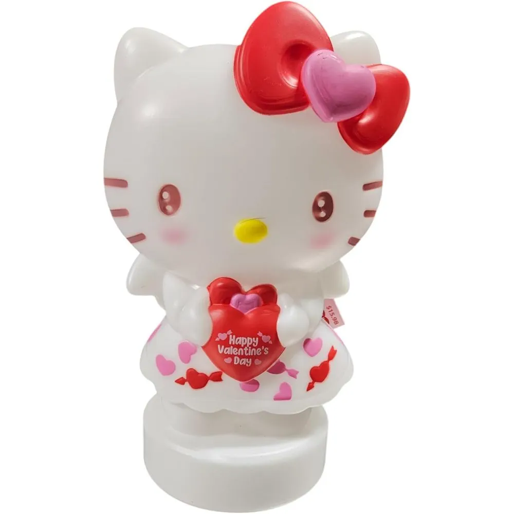 Gemmy SIL-34342 Hello Kitty Valentines Day White Blow Mold Tabletop Decor with Heart, 12 inches