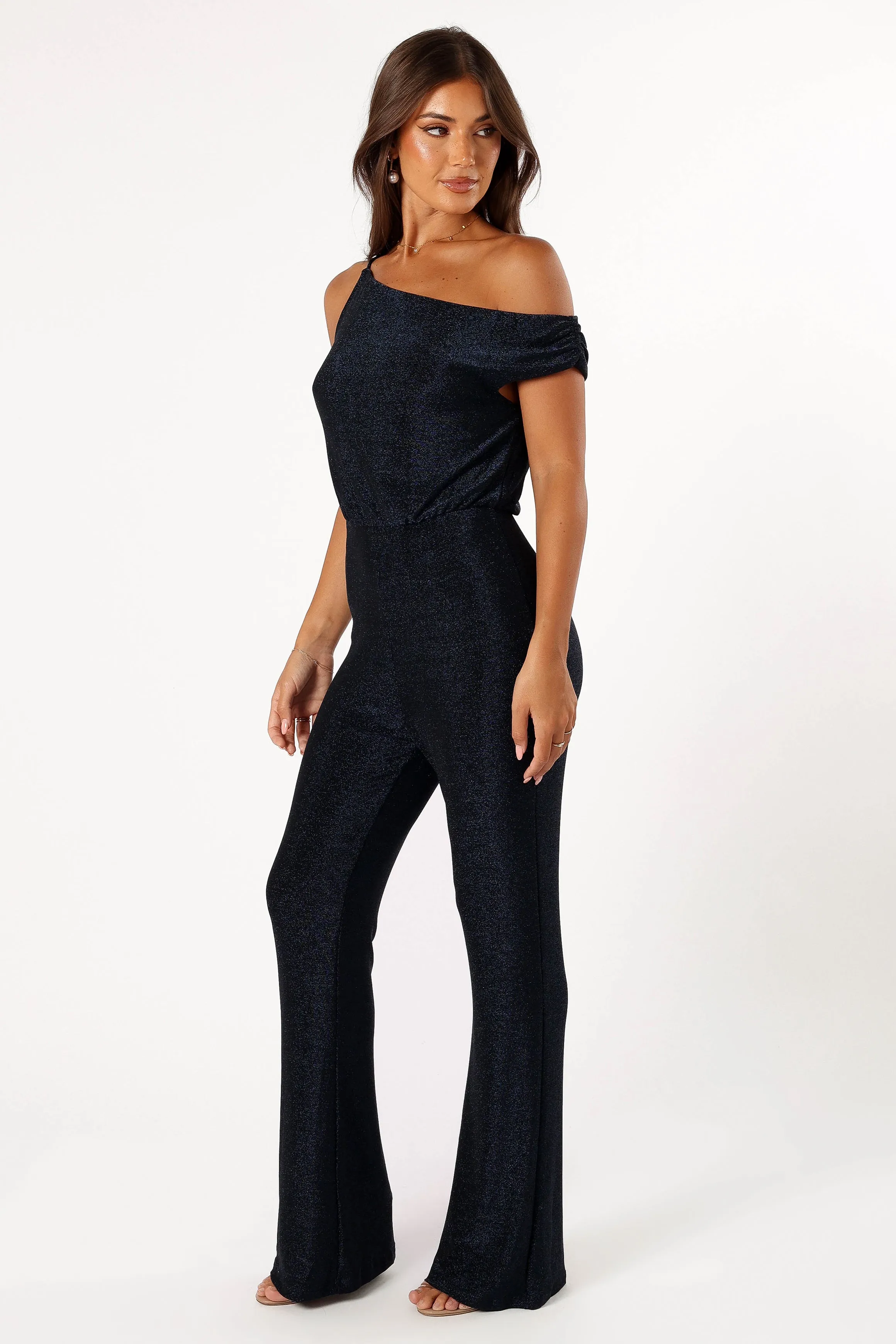 Heather One Shoulder Jumpsuit - Navy