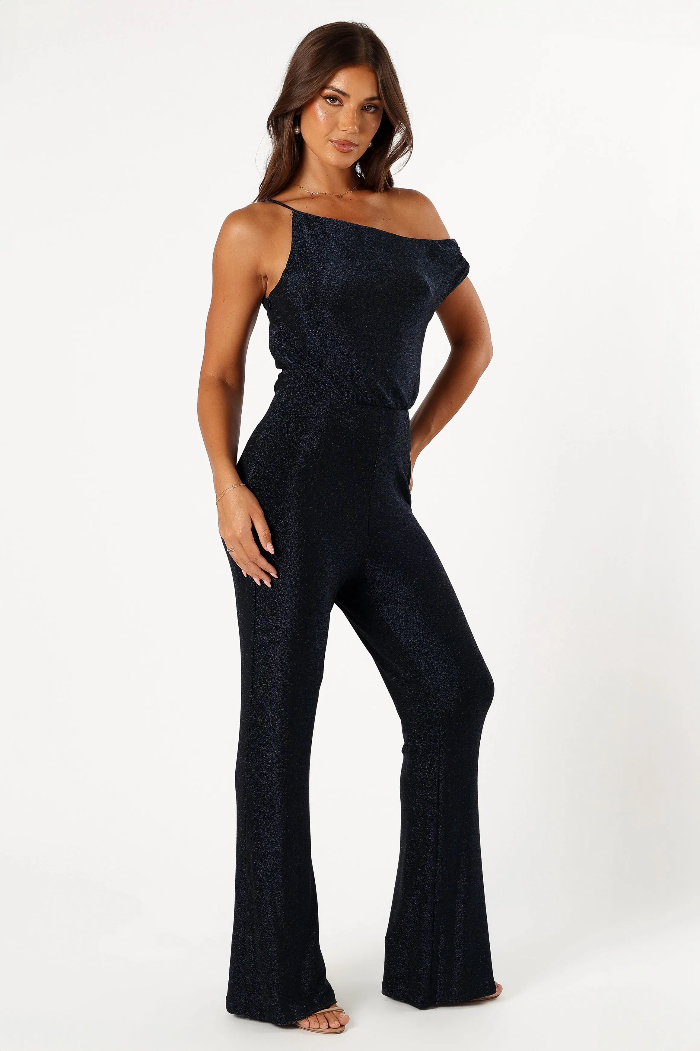 Heather One Shoulder Jumpsuit - Navy