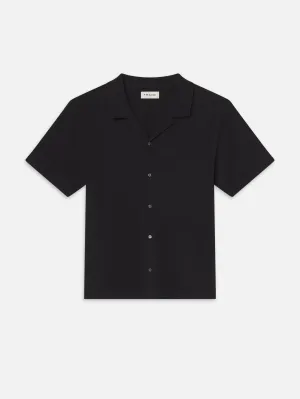 Jacquard Short Sleeve Relaxed Shirt -- Black