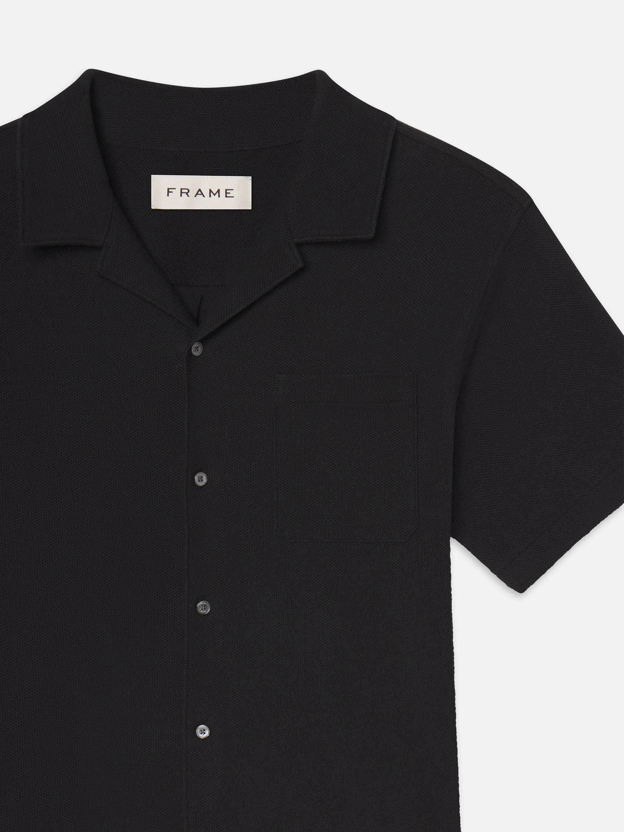 Jacquard Short Sleeve Relaxed Shirt -- Black