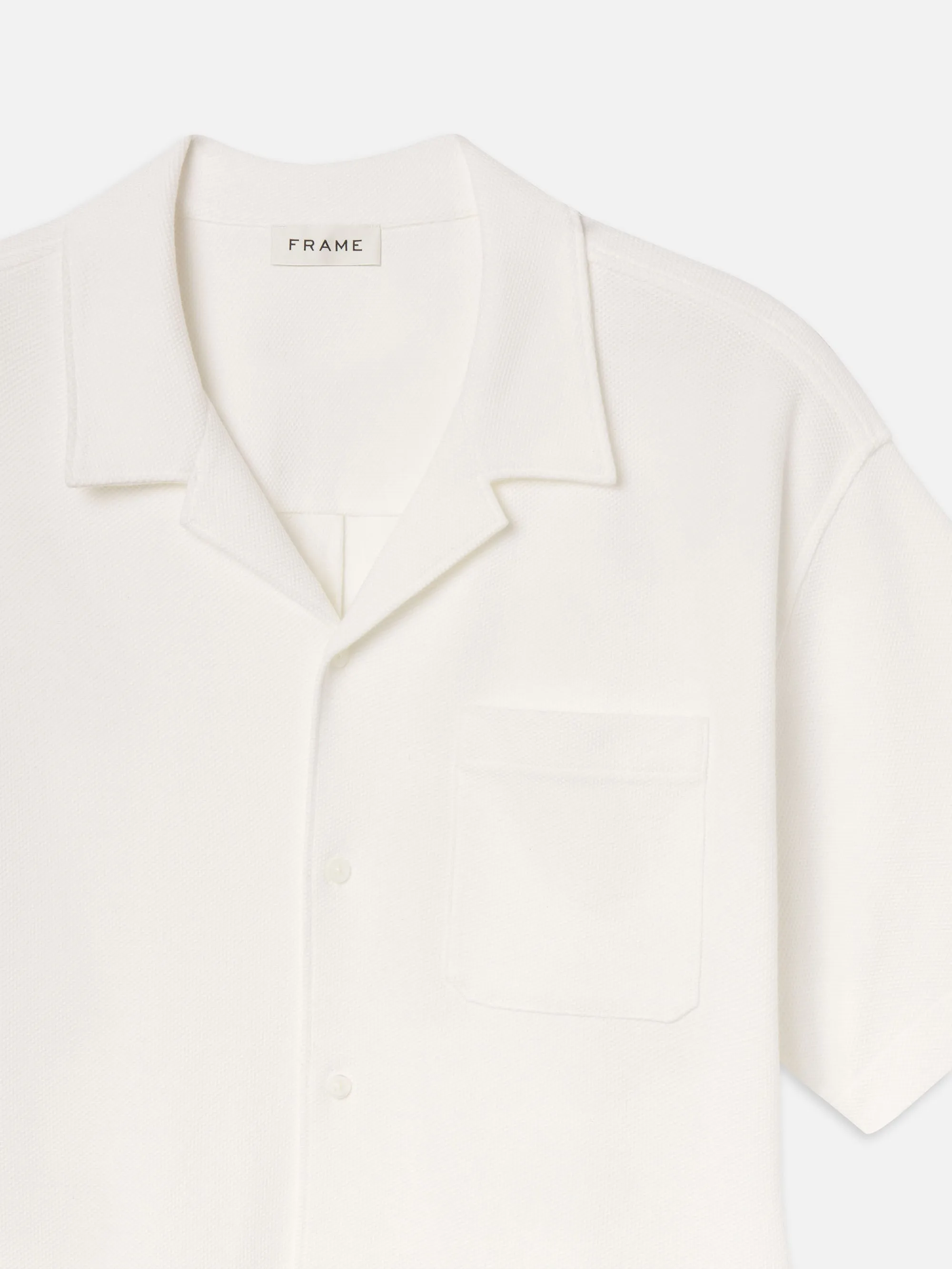 Jacquard Short Sleeve Relaxed Shirt -- White