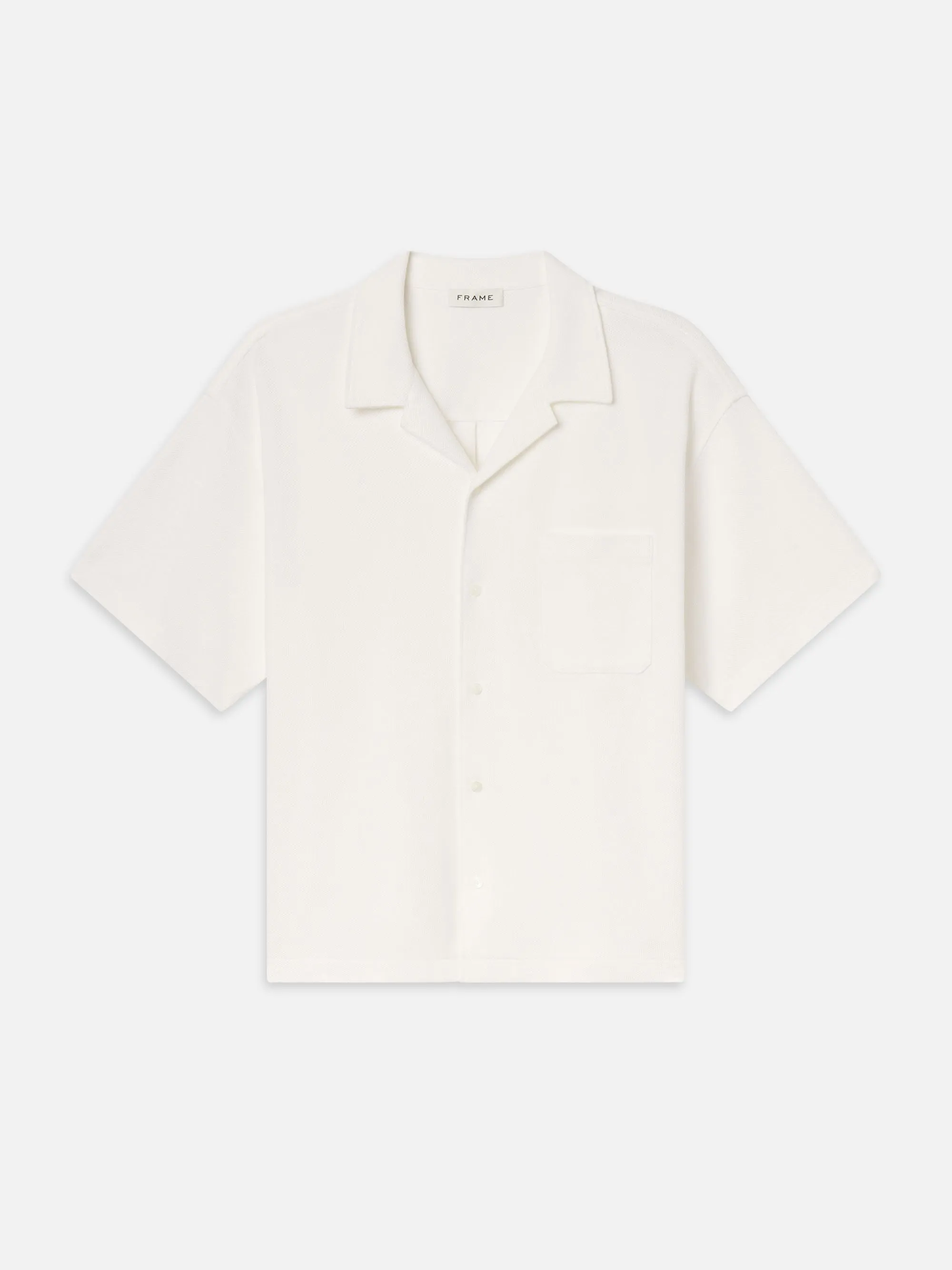 Jacquard Short Sleeve Relaxed Shirt -- White