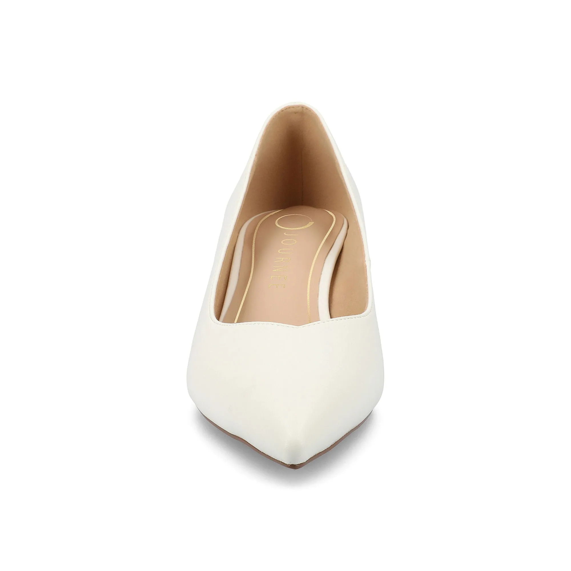 Journee Collection Womens Pammie Kitten Heel Pumps - WHITE 12 WIDE