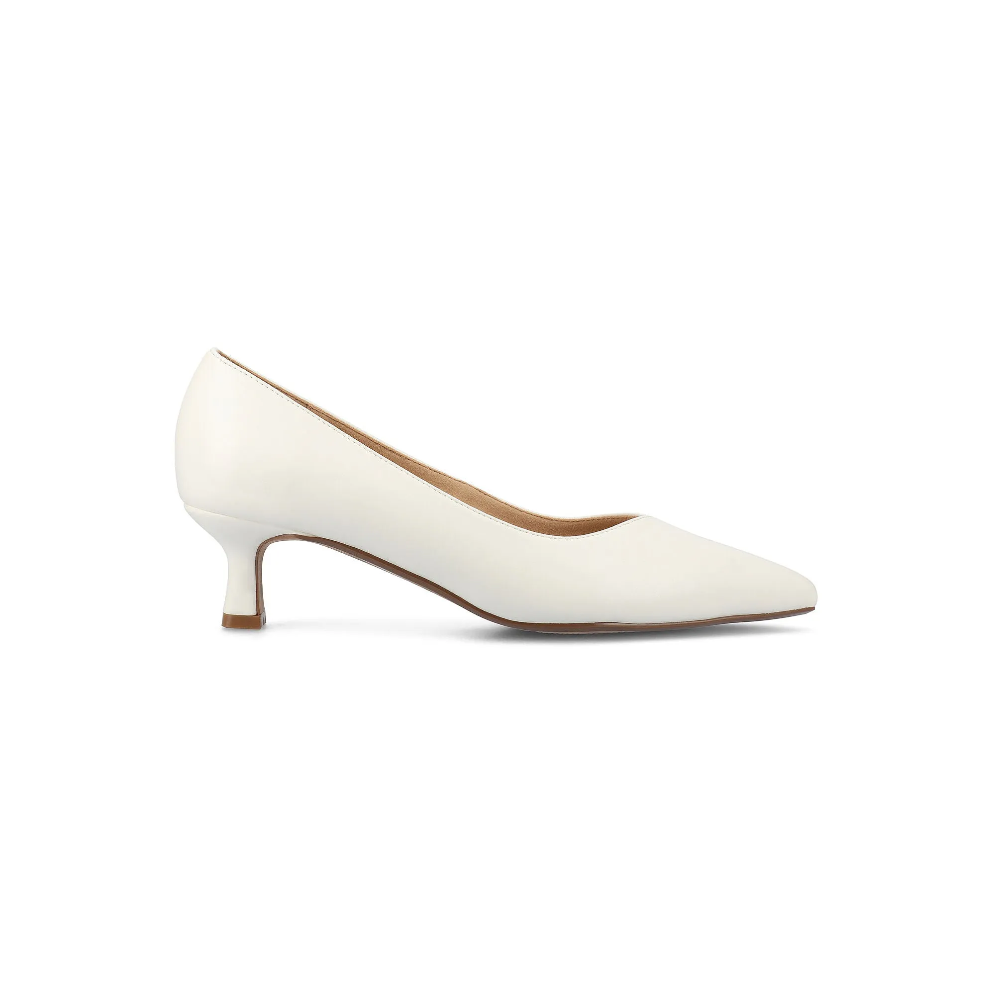 Journee Collection Womens Pammie Kitten Heel Pumps - WHITE 12 WIDE