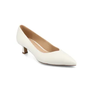 Journee Collection Womens Pammie Kitten Heel Pumps - WHITE 12 WIDE