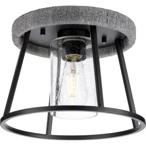 Laramie Collection One-Light Clear Seeded Glass 12" Flush Mount Light