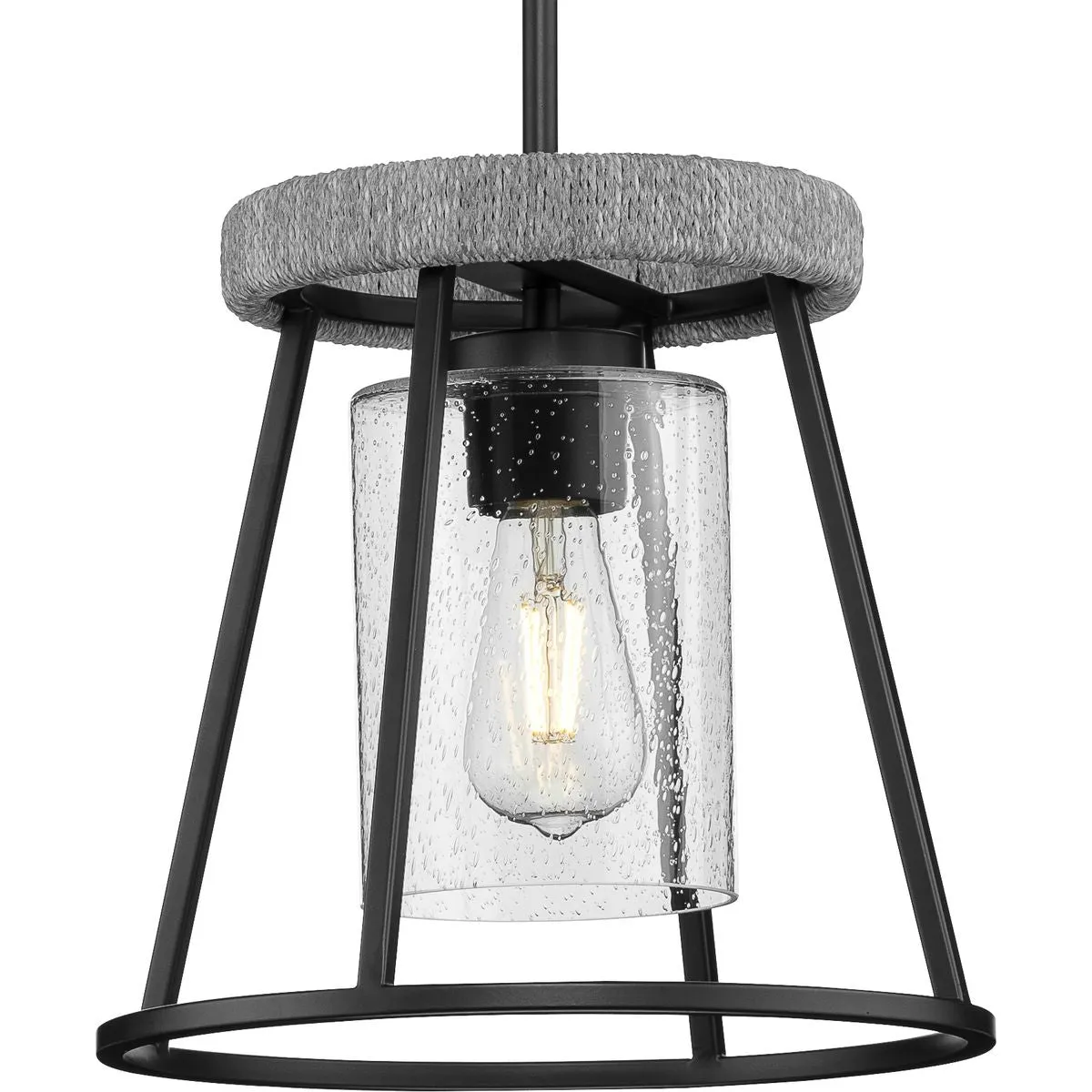 Laramie Collection One-Light Clear Seeded Glass Pendant