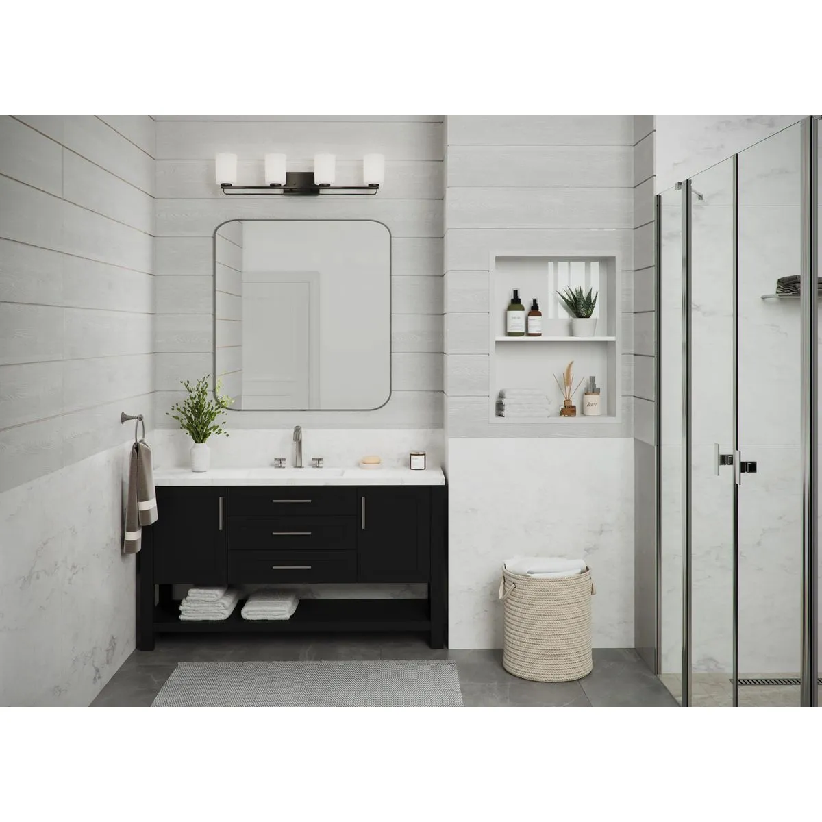 League Collection Four-Light Etched Glass Bath Vanity Light