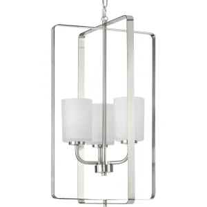 League Collection Three-Light Etched Glass Foyer Chandelier Light
