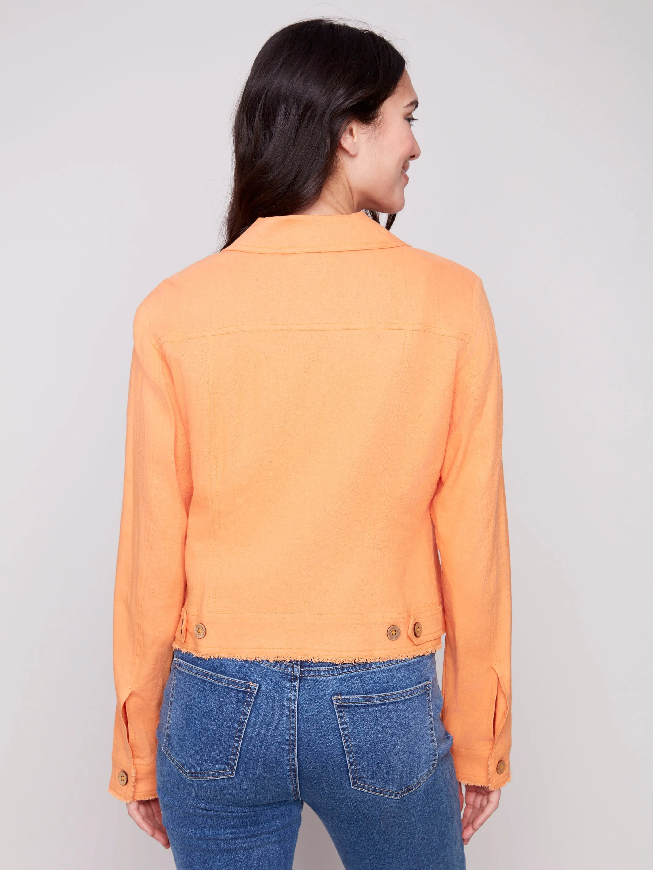 Linen Blend Jacket - Papaya