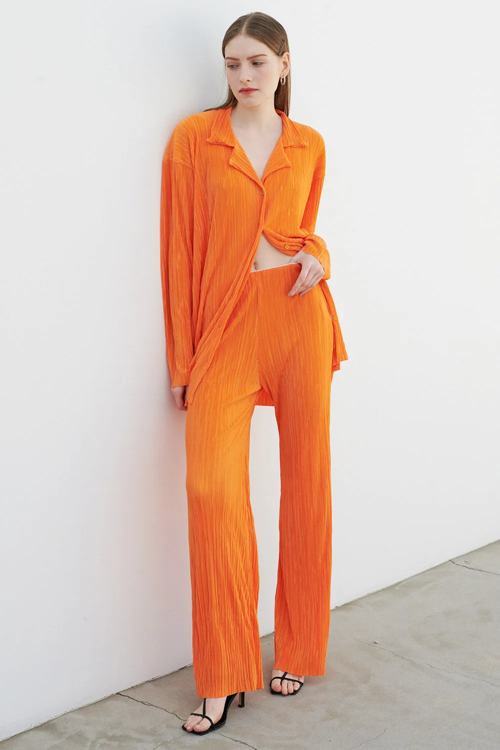Maria Flared Leg Plisse Pants