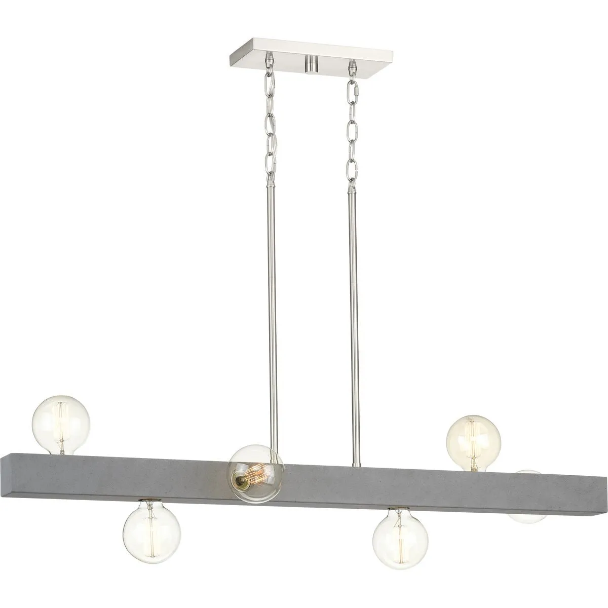 Mill Beam Collection Six-Light Linear Island Chandelier