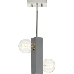 Mill Beam Collection Two-Light Convertible Mini-Pendant or Ceiling Light