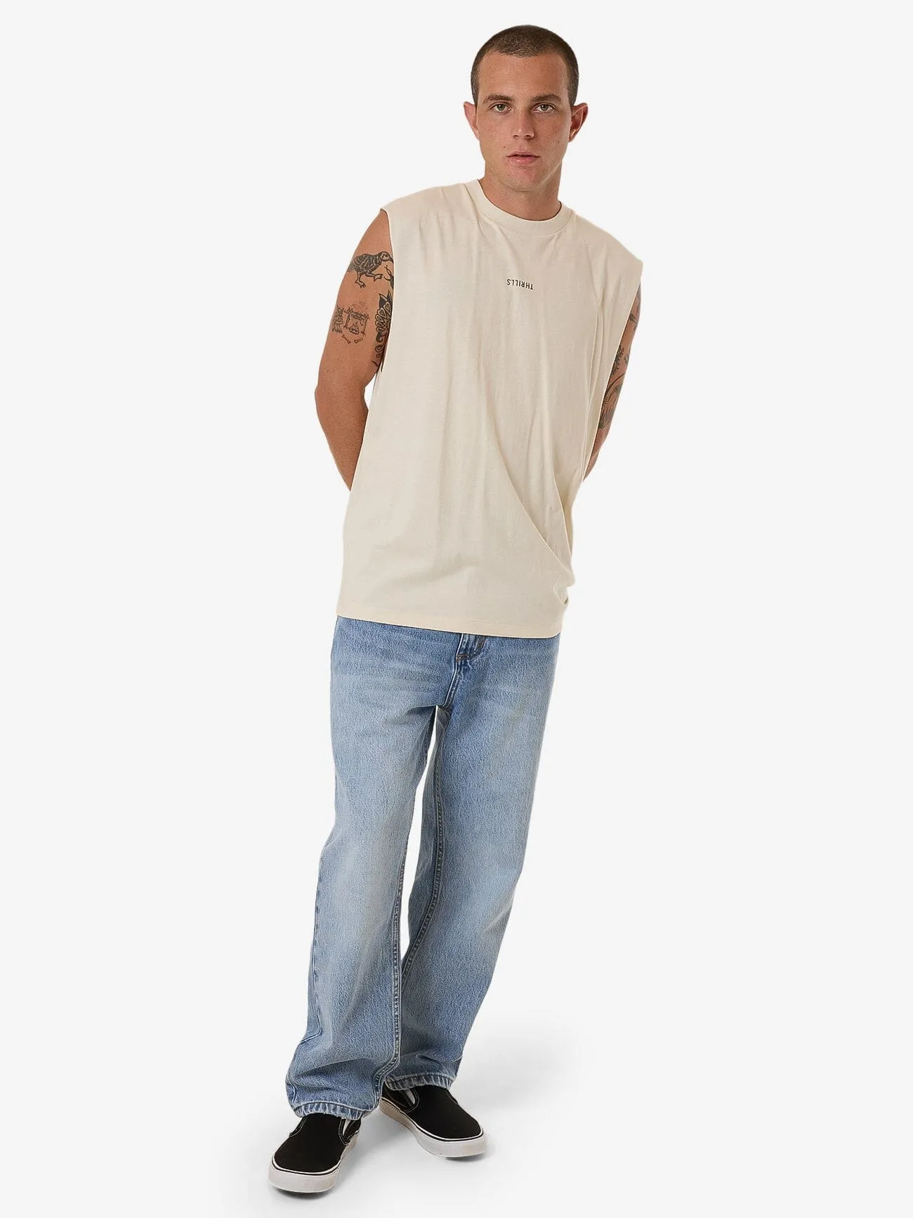 Minimal Thrills Merch Fit Muscle Tee - Heritage White