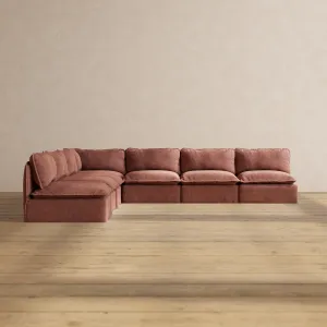 Modular Performance 7-Seater Open-Ends Corner Sectional in Chestnut | Relaxed Blend