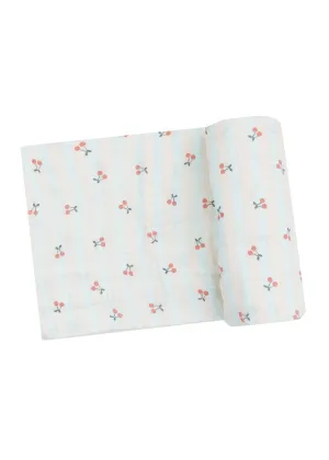 Muslin Swaddle Blanket - Cherry Stripe