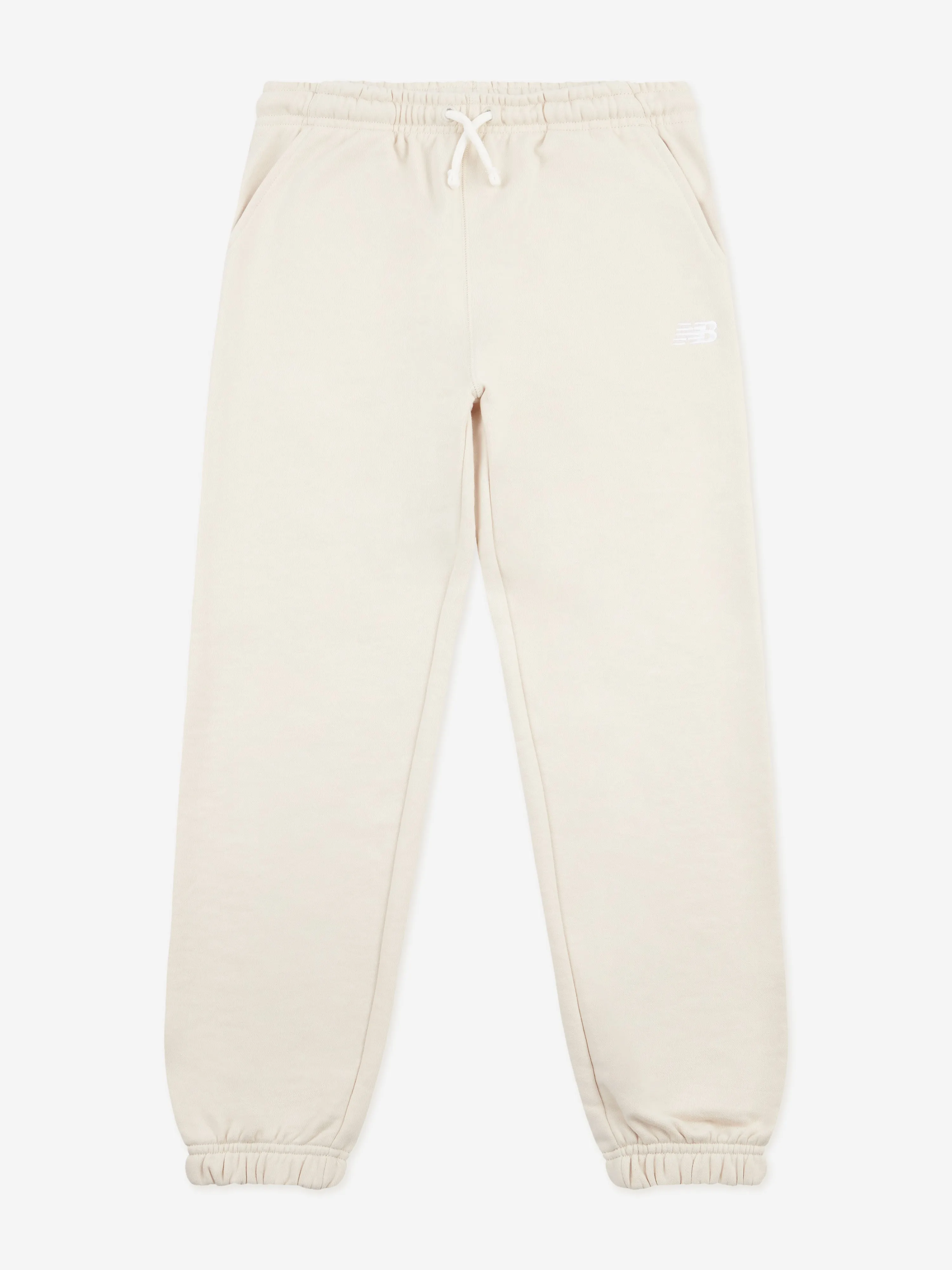 New Balance Girls French Terry Small Logo Joggers in Beige